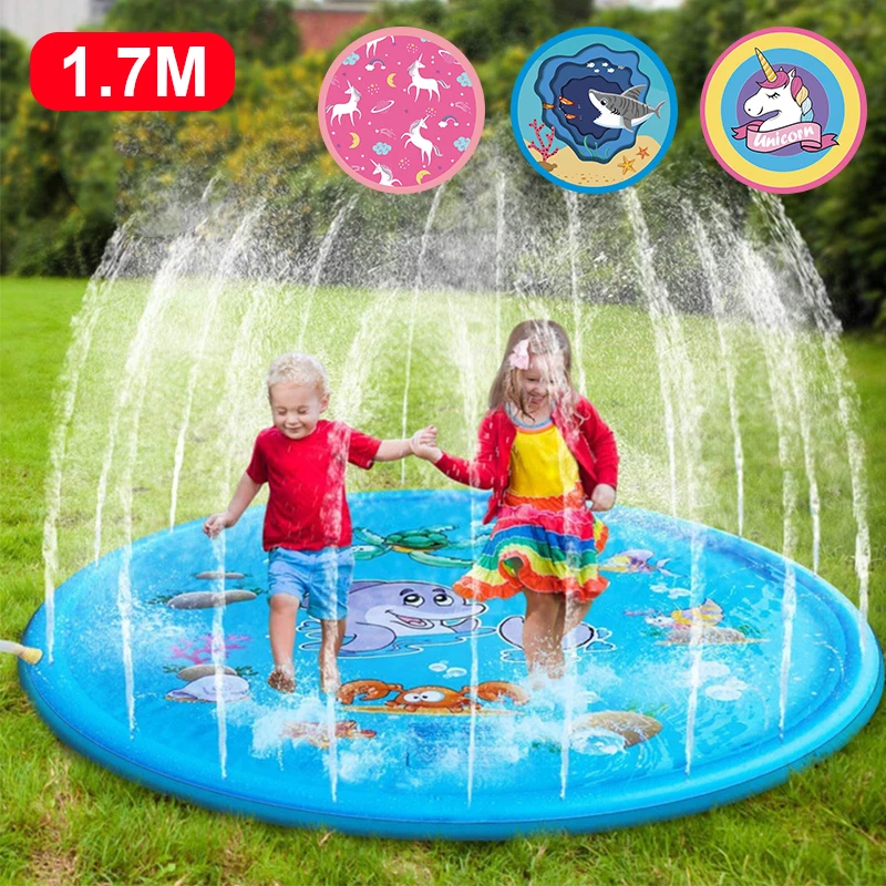 100/170 CM Children Play Water Mat Summer Beach Inflatable Water Spray Pad Outdoor Game Toy Lawn Swimming Pool Mat Kids Toys