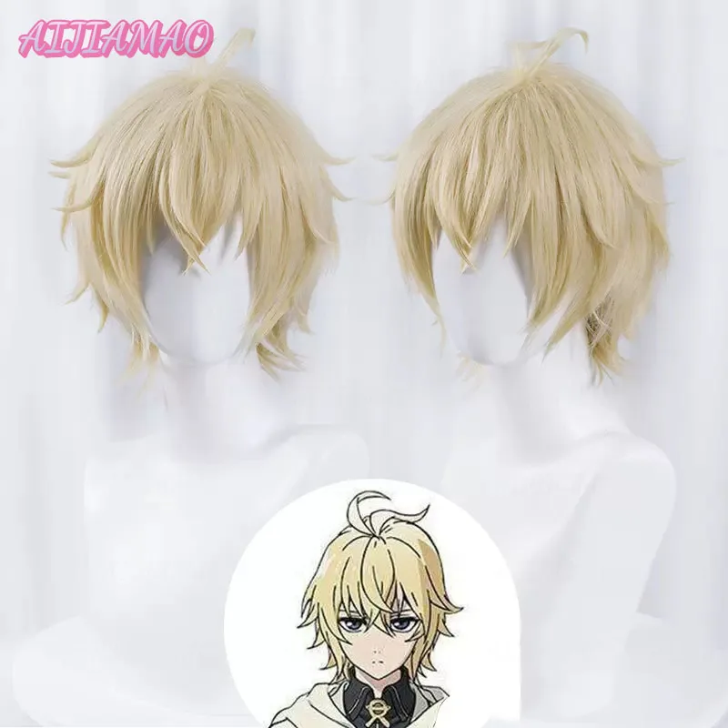 

Mikaela Hyakuya Cosplay Seraph Of The End Cosplay Short Light Blond Wig Cosplay Anime Cosplay Wigs Heat Resistant Synthetic Wigs