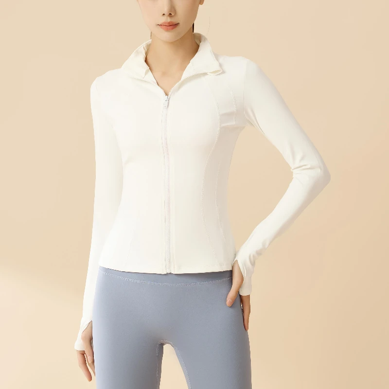 MIML Women's Long Sleeve Sport Top Slim-fit Breathable Yoga Top with Tight Collar Sun-Protective Summer Clothing 2025 New Collec
