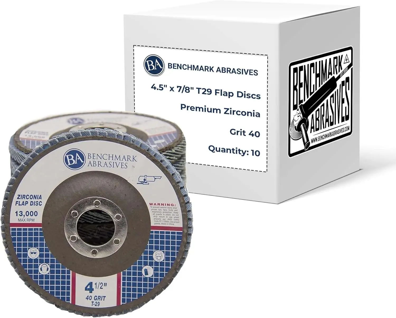 

4.5" x 7/8" T29 Zirconia Flap Discs for Angle Grinder, 40 Grit, 10 Pack - Aggressive Stock Removal & Finishing
