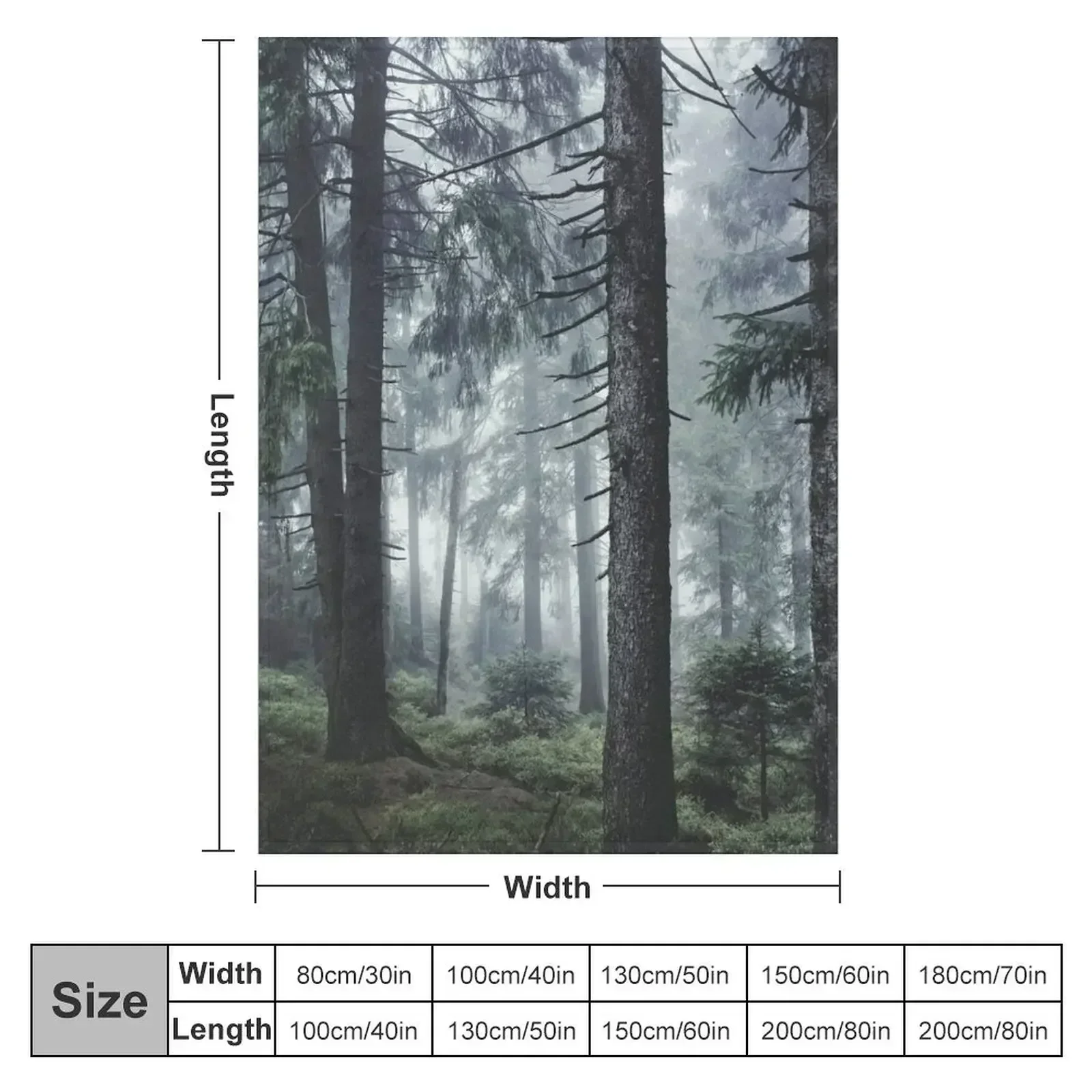 Path Vibes // Wild Romantic Misty Retro Fall Wilderness Fairytale Forest With Cascadia Trees Covered In Magic Blue Throw Blanket