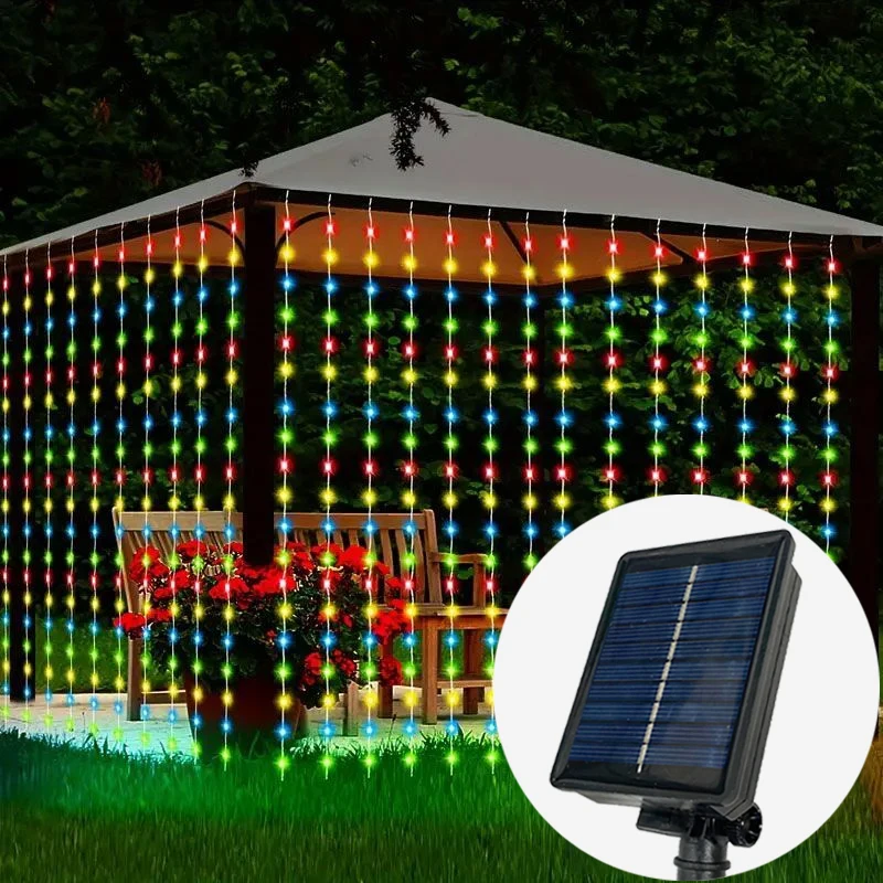 

Wedding Decor Solar Fairy Curtain String Light Garden Garland Festoon Room Decoration Christmas LED 3M/6M Outdoor Holiday Light