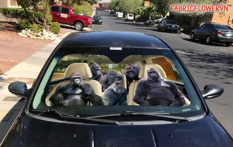 Gorilla Car Sunshade, Gorilla Car Decoration, Gorilla Windshield, Animal Lovers Gift, Animal Car Sunshade, Gift For Mom, Gift Fo