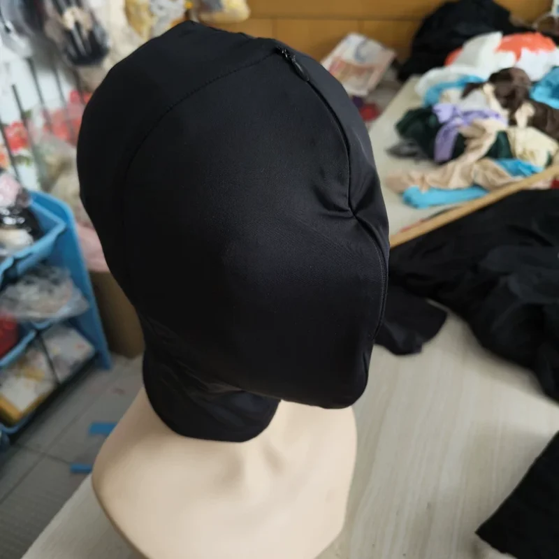 Handmade Unisex Double Zipper Head Cover Breathable Headgear Couple Cosplay Game Head Hood Full Face Blindfold Cap COS Accessory