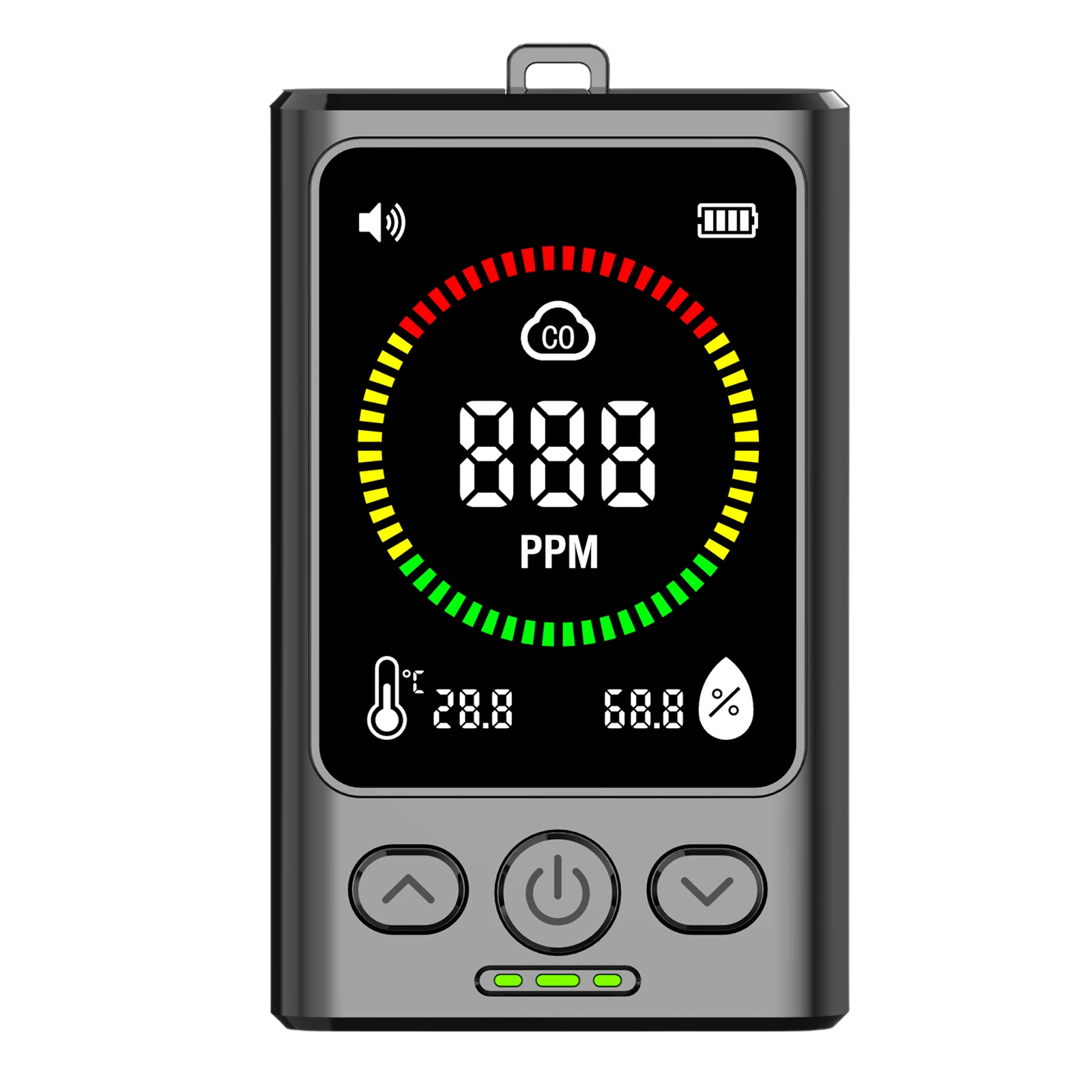 

3in1 Carbon Monoxide Temp Humidity Detector Rechargeable CO Alarm Detector LCD Display Screen Adjust Brightness Type-C Charging