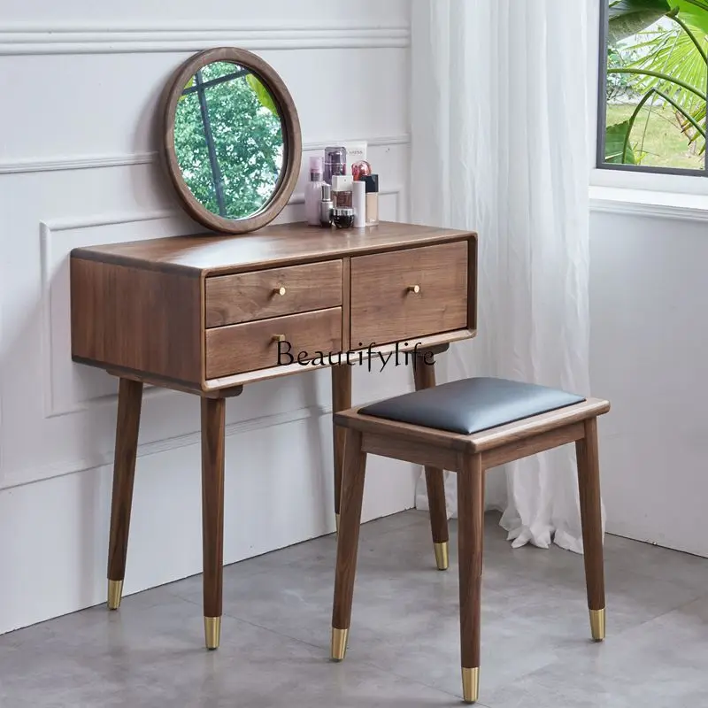 

Nordic simple modern all-black walnut dresser solid wood small apartment