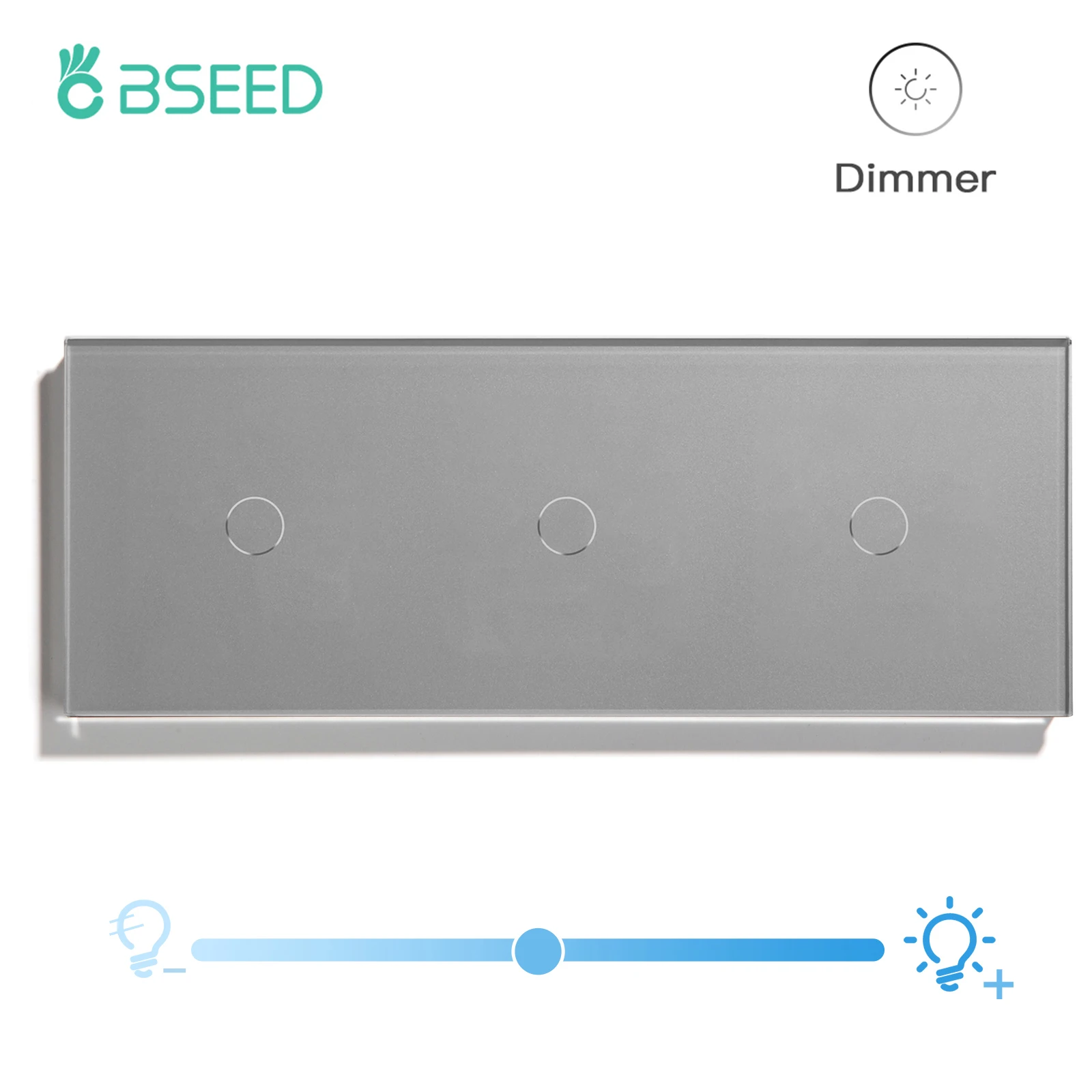 BSEED Dimmer Lichtschakelaar 1Gang 1Way Led Dimmer 220V Muur Touch Lichtschakelaar Kristallen Glazen Paneel Blauwe achtergrondverlichting Geheugenfunctie