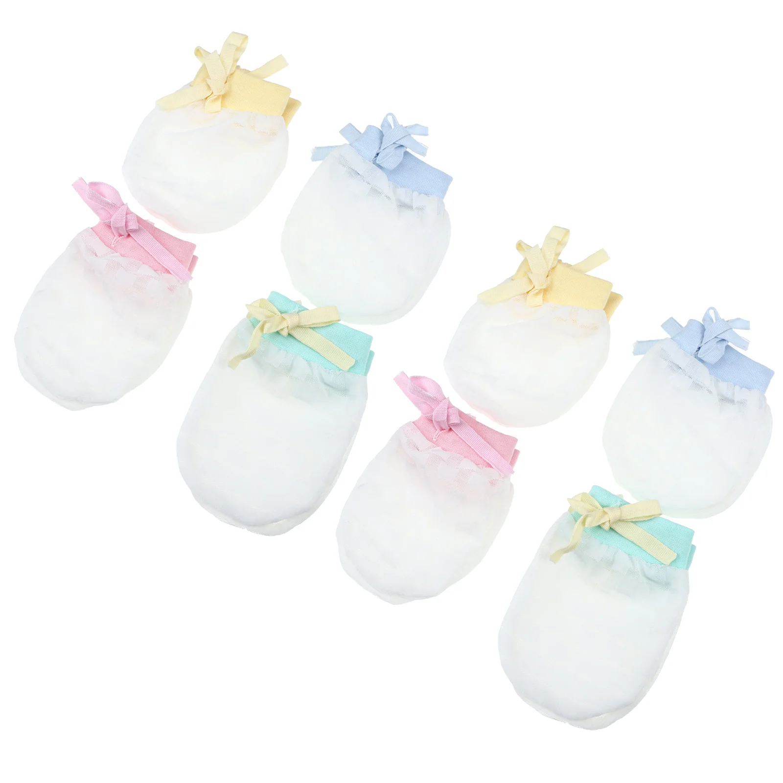 

4Pairs Anti-Scratch Baby Mittens Soft Newborn Elastic Gloves Infant Hand Protection Comfortable for Preventing Face Scratching