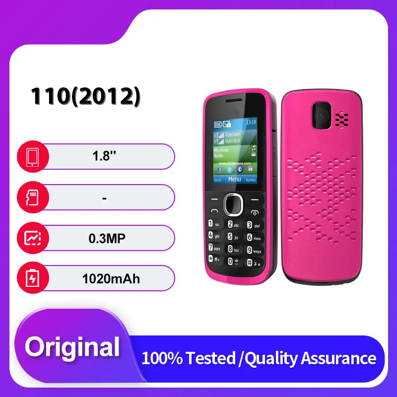 Original desbloqueado 110 2012 Dual Sim GSM 900/1800 Bluetooth teléfono móvil ruso árabe hebreo teclado hecho en Finlandia