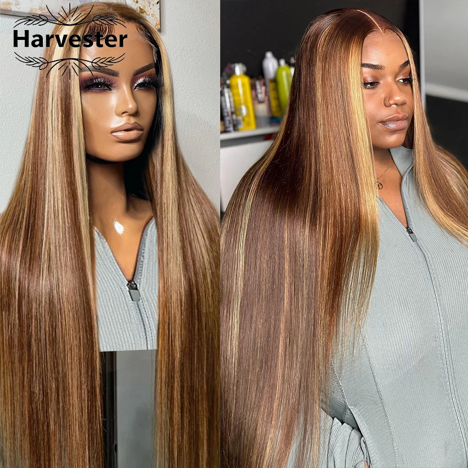 

Highlight Wig Human Hair Wigs 13x4 Bone Straight Lace Frontal Wigs 100% Human Hair Ombre Honey Blonde 13x6 HD Lace Front Wig