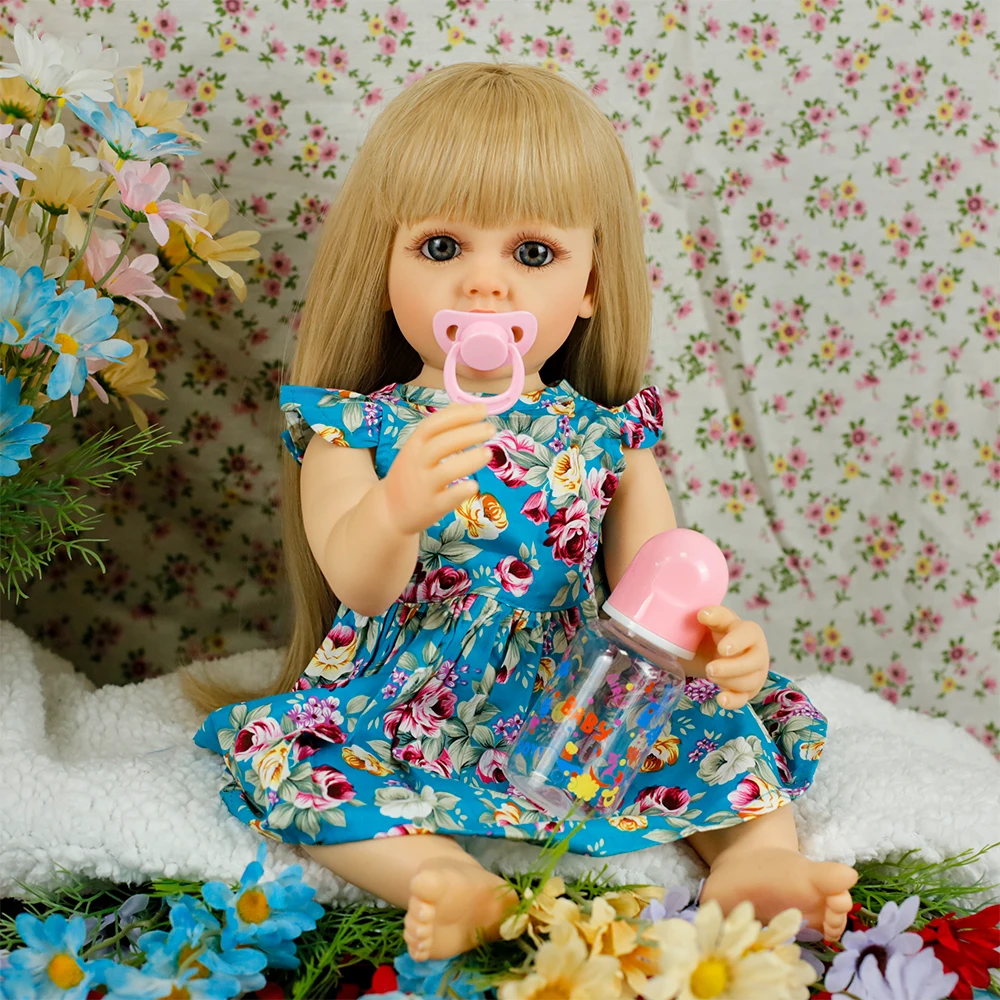 55CM Betty Realistica bambola rinata piena di silicone vinile corpo lavabile capelli biondi realistici principessa bambina regali di Natale