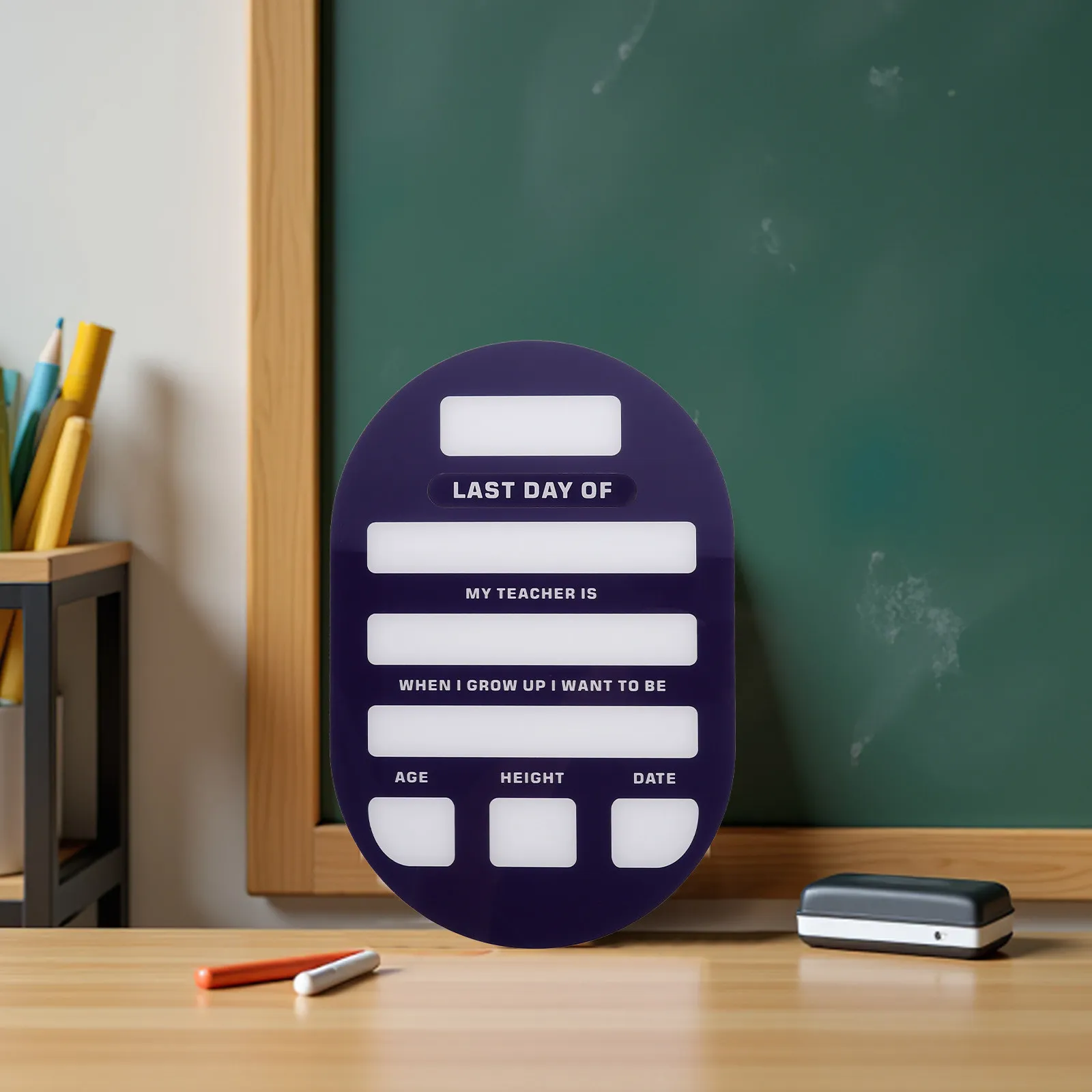 Dry Erase Acrylic First Day School Sign Dark Blue 11.8x7.9 Inch Reusable Back to School Photo Prop Kindergarten Preschool