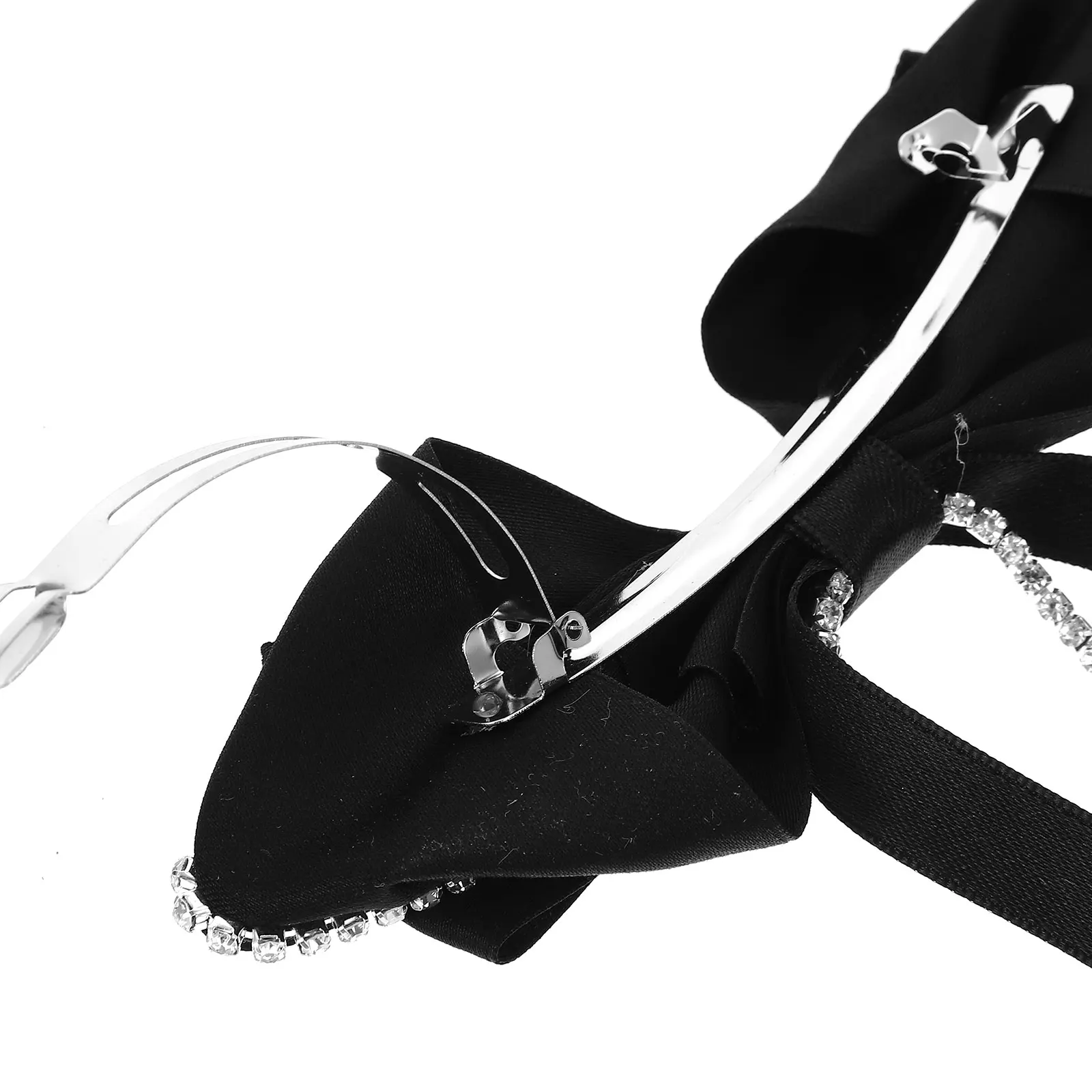 

2 шт. заколки для волос со стразами, женские аксессуары с бантом, черно-белые длинные банты, многоразовые элегантные свадебные, выпускные, банкетные фотографии, девочки-подростки