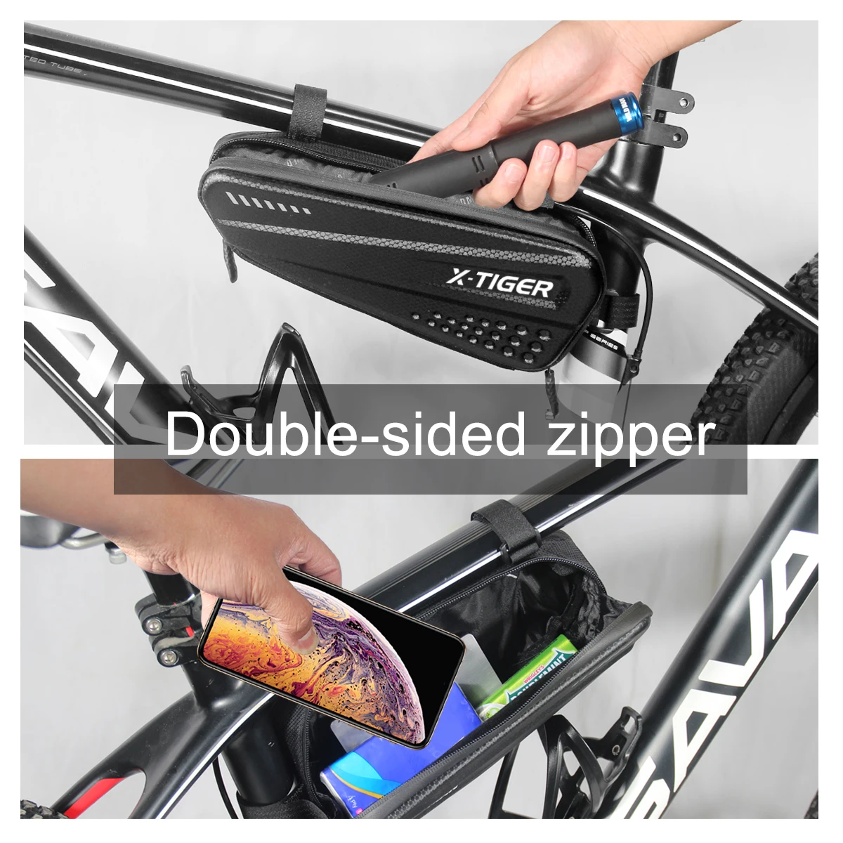 X-TIGER Bike Bag Waterproof Front Tube Frame Bag Bicycle Bags Mountain Bike Pouch Frame Holder Saddle Bag MTB Cycling Accessorie