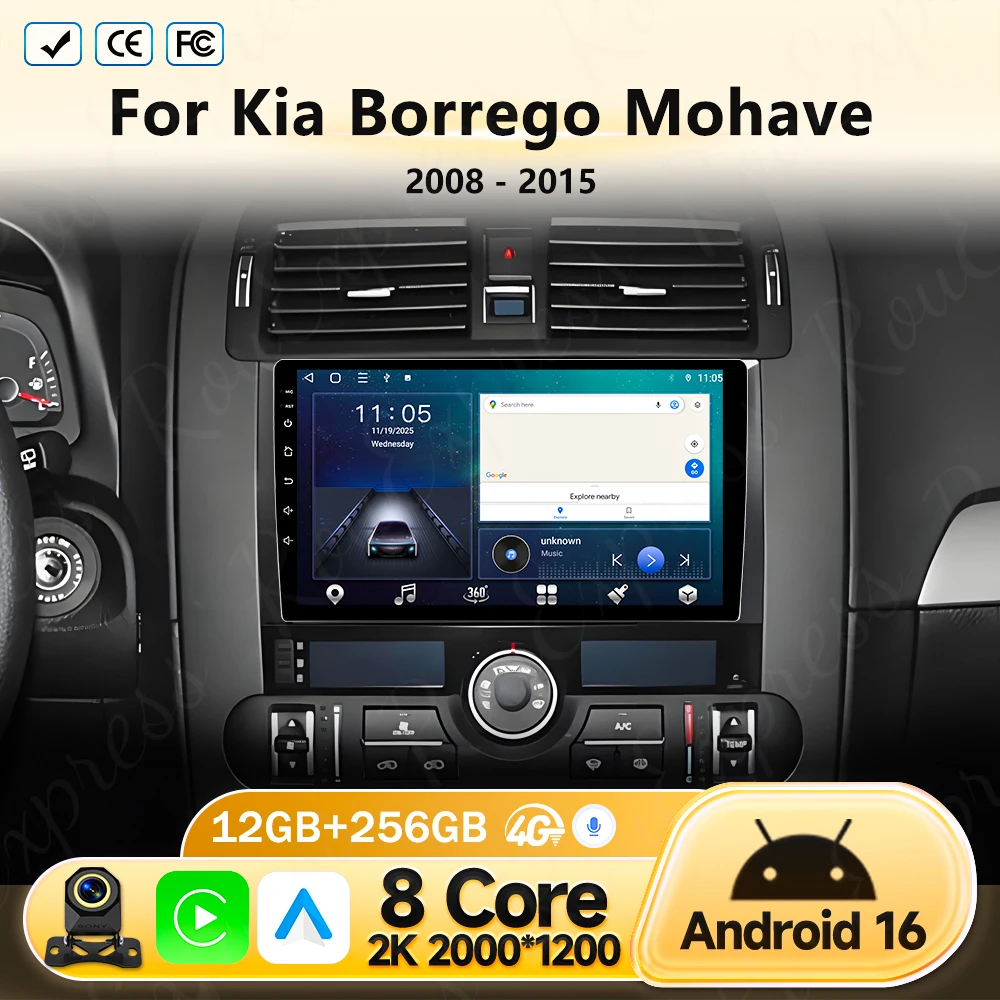 

Android Car Radio Carplay For Kia Borrego Mohave 2008 2009 - 2015 Navigation GPS Multimedia Player Stereo WiF 4G 360 Camera BT