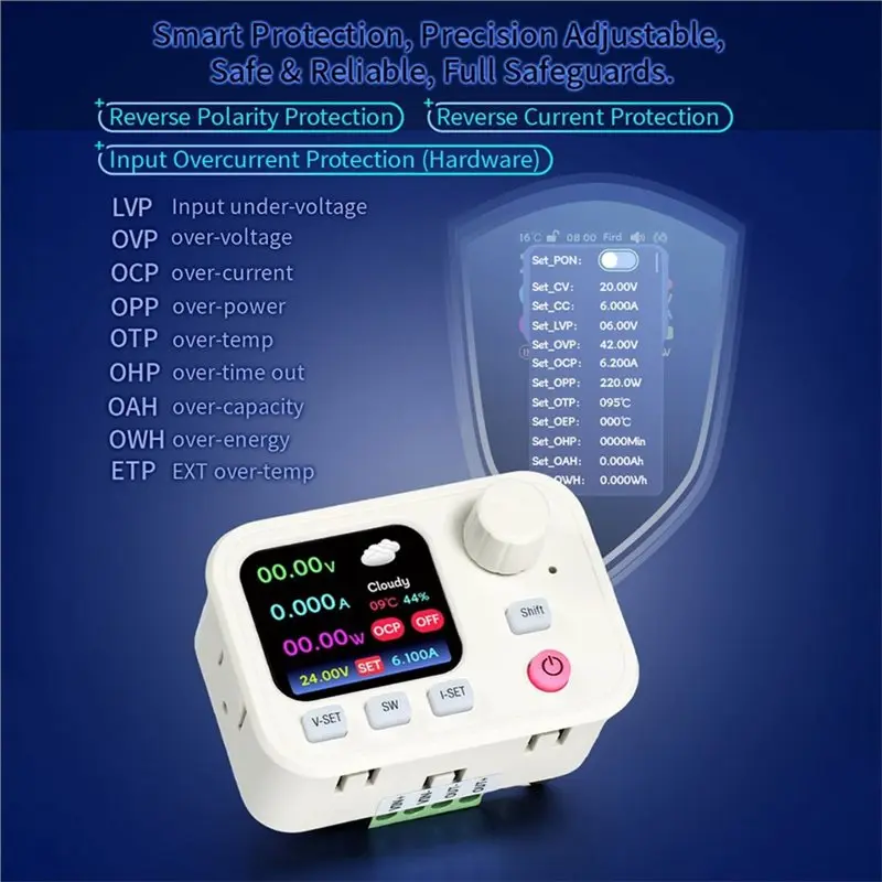 ABLN-XY-SK200W DC Buck Boost Converter 40V 9A 200W Digital Control Power Supply Wifi Bluetooth MPPT IPS Screen