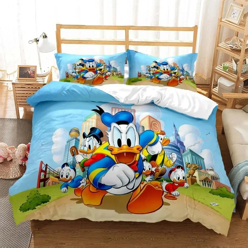 

Cartoon Donald Duck Bedding Set, Kids Cute Bedroom Decoration Duvet Cover Pillowcase 2/3pcs, Boy Girl Gift