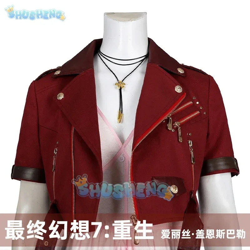 

COSda@Final Fantasy VII Aerith Cosplay Gainsborough Costume Jacket Dress Outfits Women Halloween Party For Ladies Role Play Clot