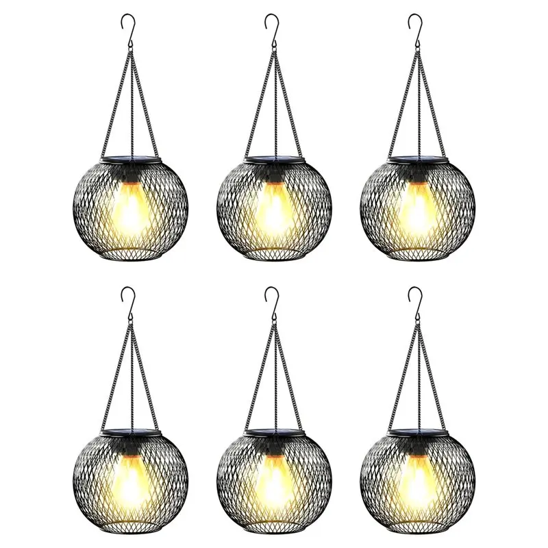 

[NEW!A93G】 6 Pack Solar Powered Lanterns Waterproof Durable Decorative Lamp Hang Hook Design Customer Needs