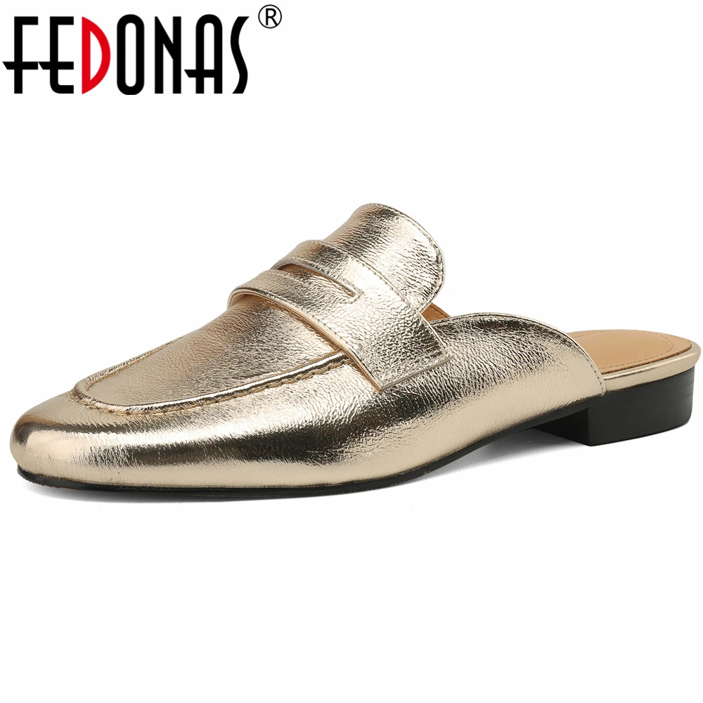 FEDONAS New Women Genuine Leather Shoes Flats Heels Loafers Shoes Comfort Closed Toe Slippers Female Spring Summer Shoes Flats