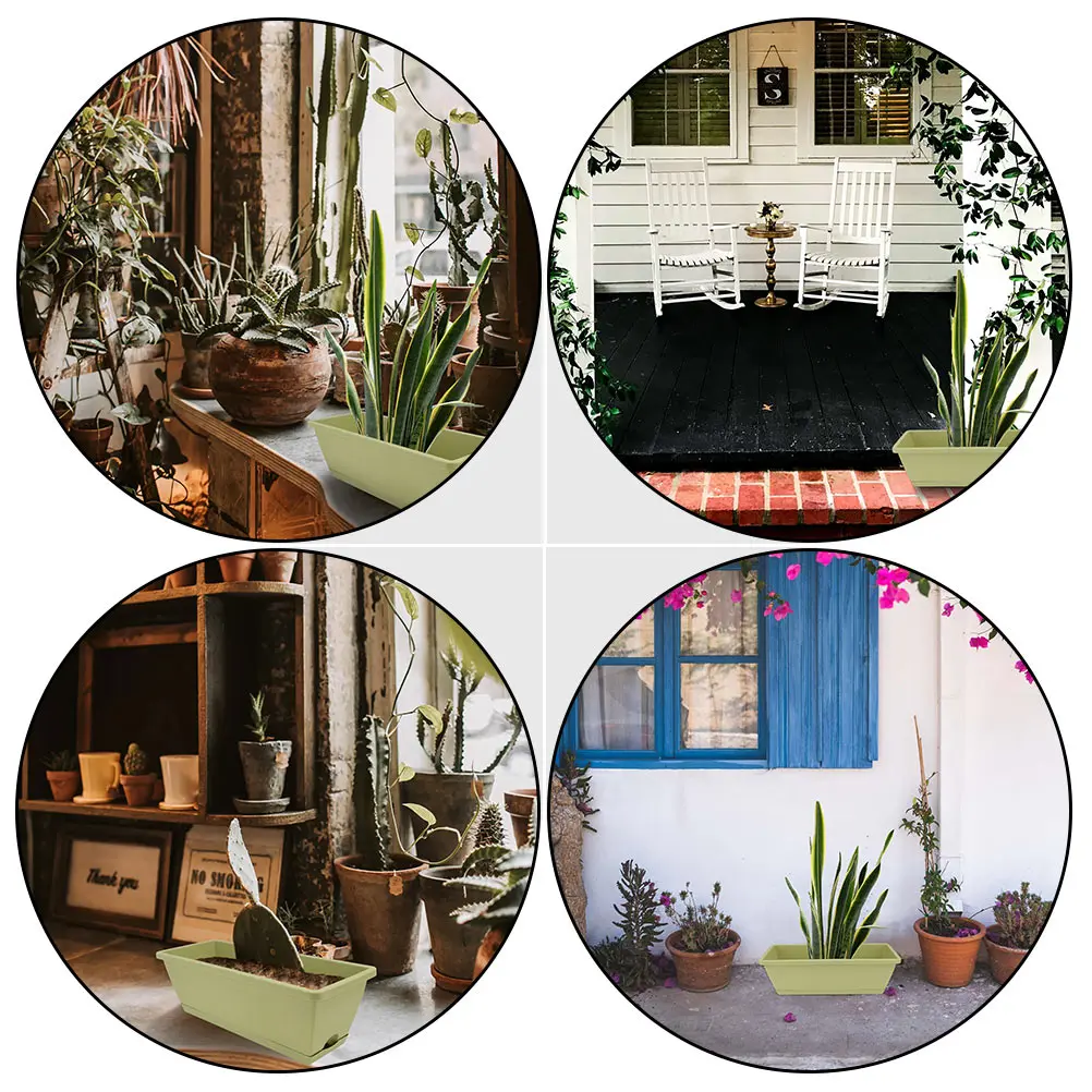 

2pcs Large Resin Flowerpot Rectangular Vegetables Pot Thickened Durable Household Planting Trough Anti- Permeable