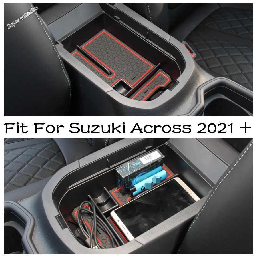 

Car Central Armrest Storage Box Card Phone Holder Container Tray Black Interior Refit Kit Styling Fit For Suzuki Across 2021