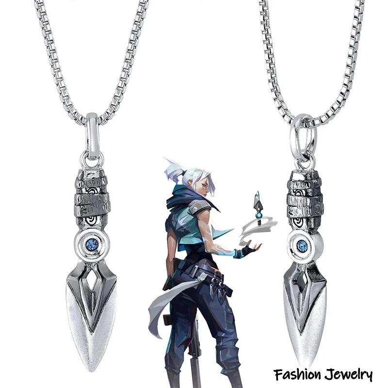 3.8cm Video FPS Game Valorant Necklace Jett Storm Knife Pendant Choker Fashion Jewelry Cosplay Unisex Blade Game Peripherals