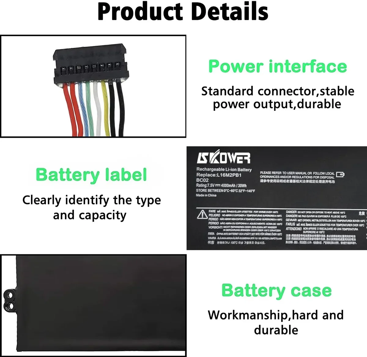 SKOWER L16M2PB1 Laptop Battery For Lenovo Ideapad 320 520 130 V320 S145 L17L2PF1 L17M2PB7 L16L2PB2 L16L2PB3 L16C2PB1 L16M2PB3 view 4