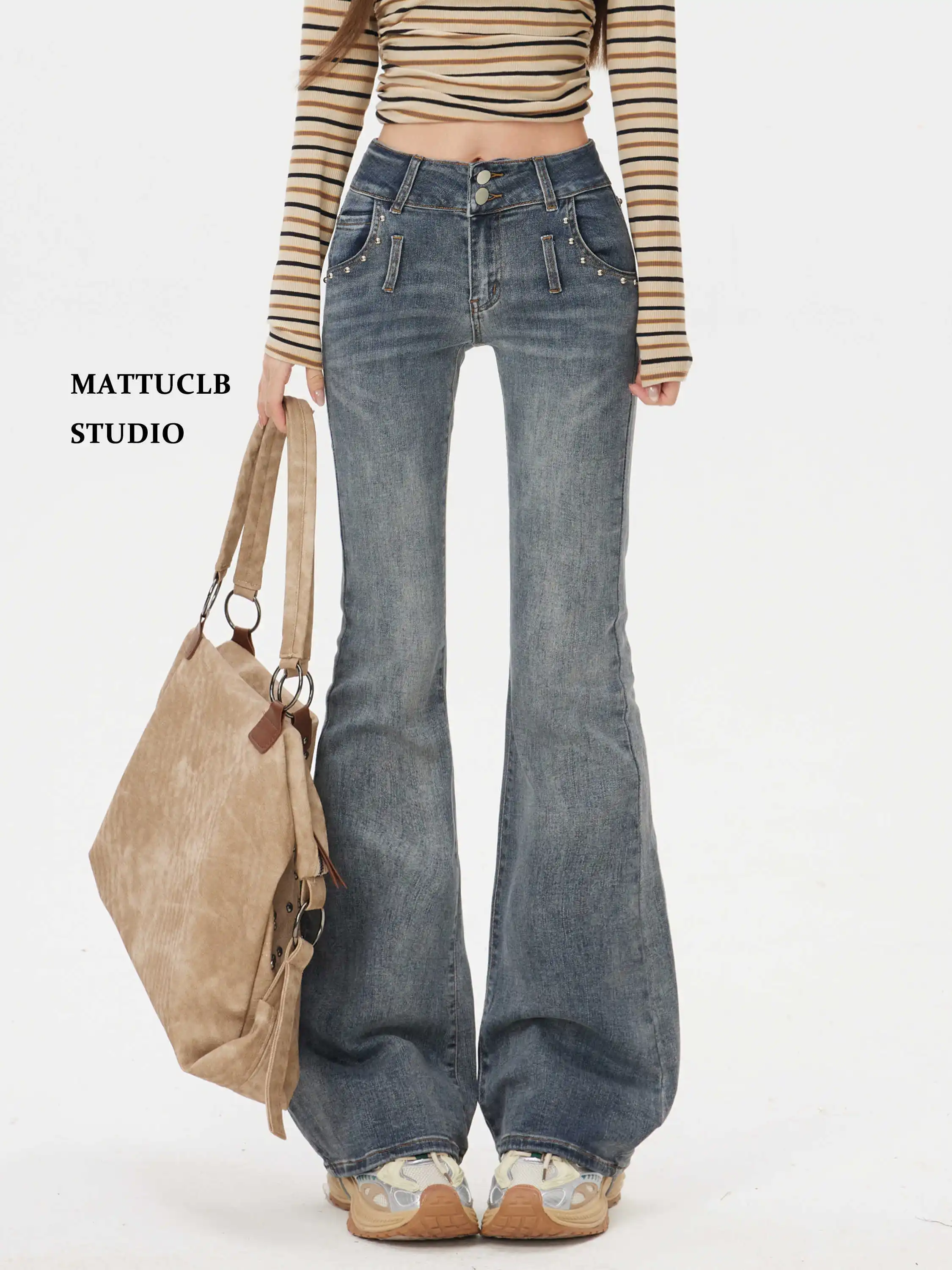 Women's Low Rise Flare Jeans Japanese American Retro Jeans Korean Fashion Denim Pants Abi Y2k Bell Bottom High Street Grunge New