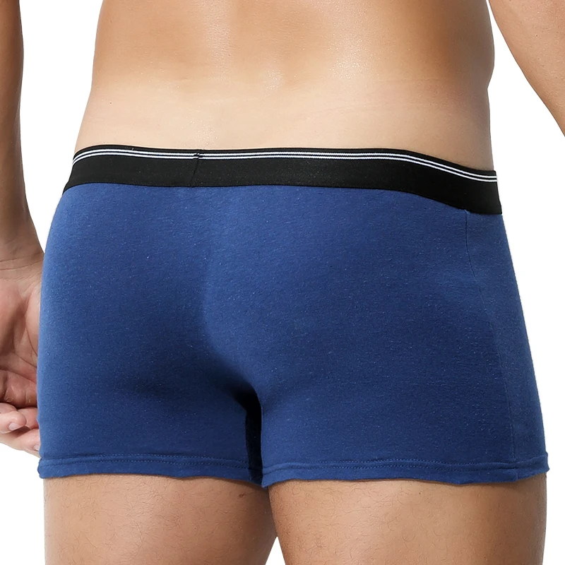 3-Pack of Men's Pure Color Underwear Pure Cotton Breathable Boxer Briefs Mid-Waist Summer Boys' Large Size Sports Cotton Boxer B