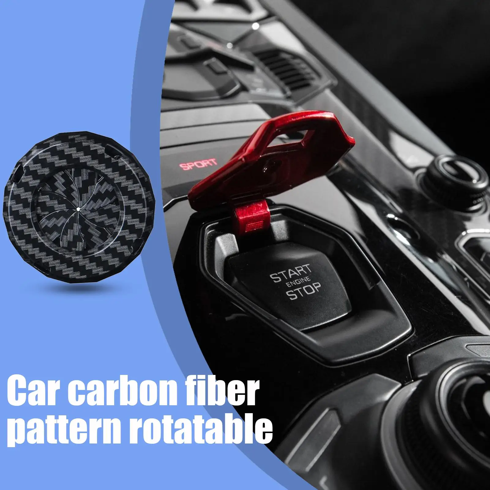 Push Start Button Cover Carbon Fiber Protective Power Control Trim Push Start Button Ignition Protective Cover Stylish for Cars view 5