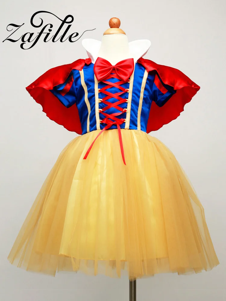 

ZAFILLE 1-9Y Girl's Party Dress Snow White School Show Cosplay Costumes Kids Clothes Girls Lace Up Princess Dress For Children