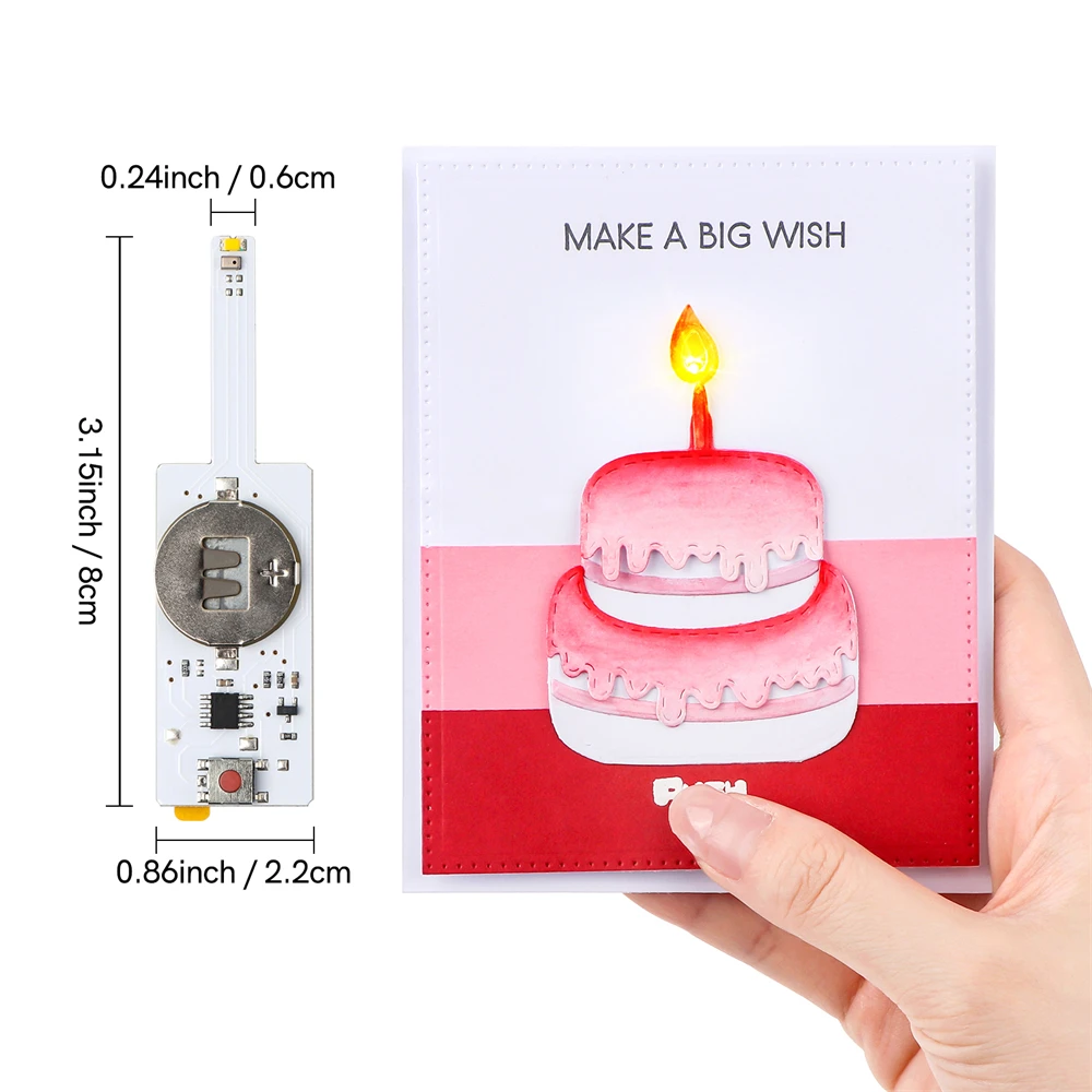 Bougie LED éclatante pour carte d'anniversaire lumineuse, bricolage, Scrapbooking, carte cadeau de noël et d'halloween, artisanat interactif fait à la main