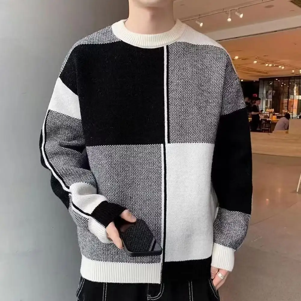 

Pullover Sweater Men's Thick Warm Knitted Sweater Top for Autumn Winter Crew Neck Long Sleeve Causal Pullover for Extra