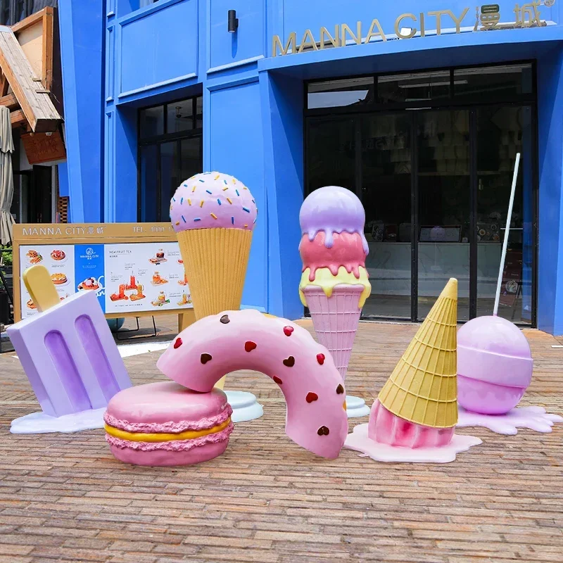 Donuts, macarons, ice cream sculptures, fiberglass floor decorations, shopping malls, handicrafts, models, milk tea shops