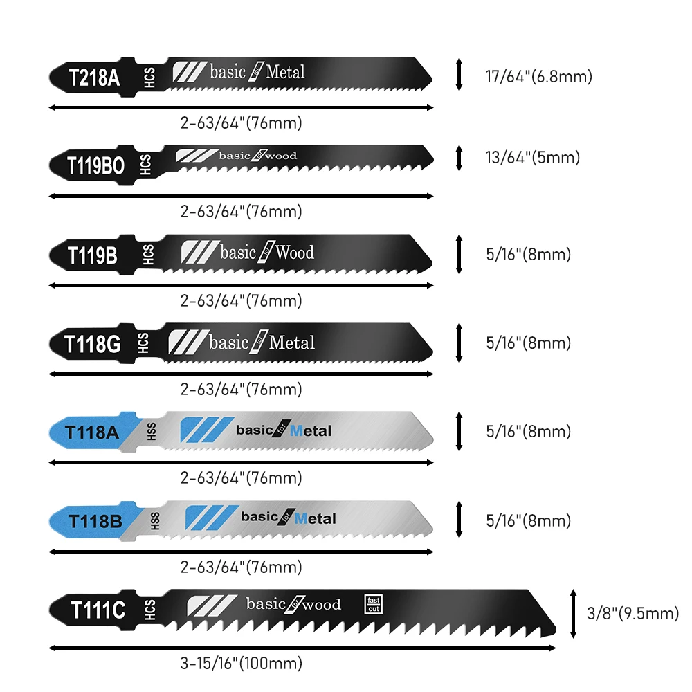 LAVIE Jig Saw ใบมีด T119BO สวมใส่ความต้านทาน T-shaft T111C T118A T118B T118G 20 ชิ้นไม้สําหรับโลหะ HCS/HSS Professional JIG02T20A