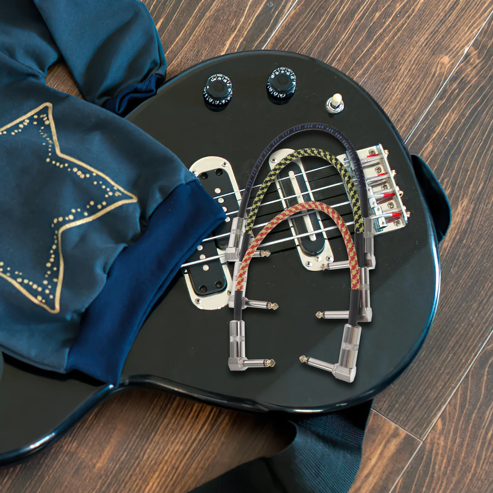 

3pcs 6.35Mm Effect Cable Male To Male High Density Nylon Braided Durable Audio Patch Cable For Electric Guitar Bass Keyboards