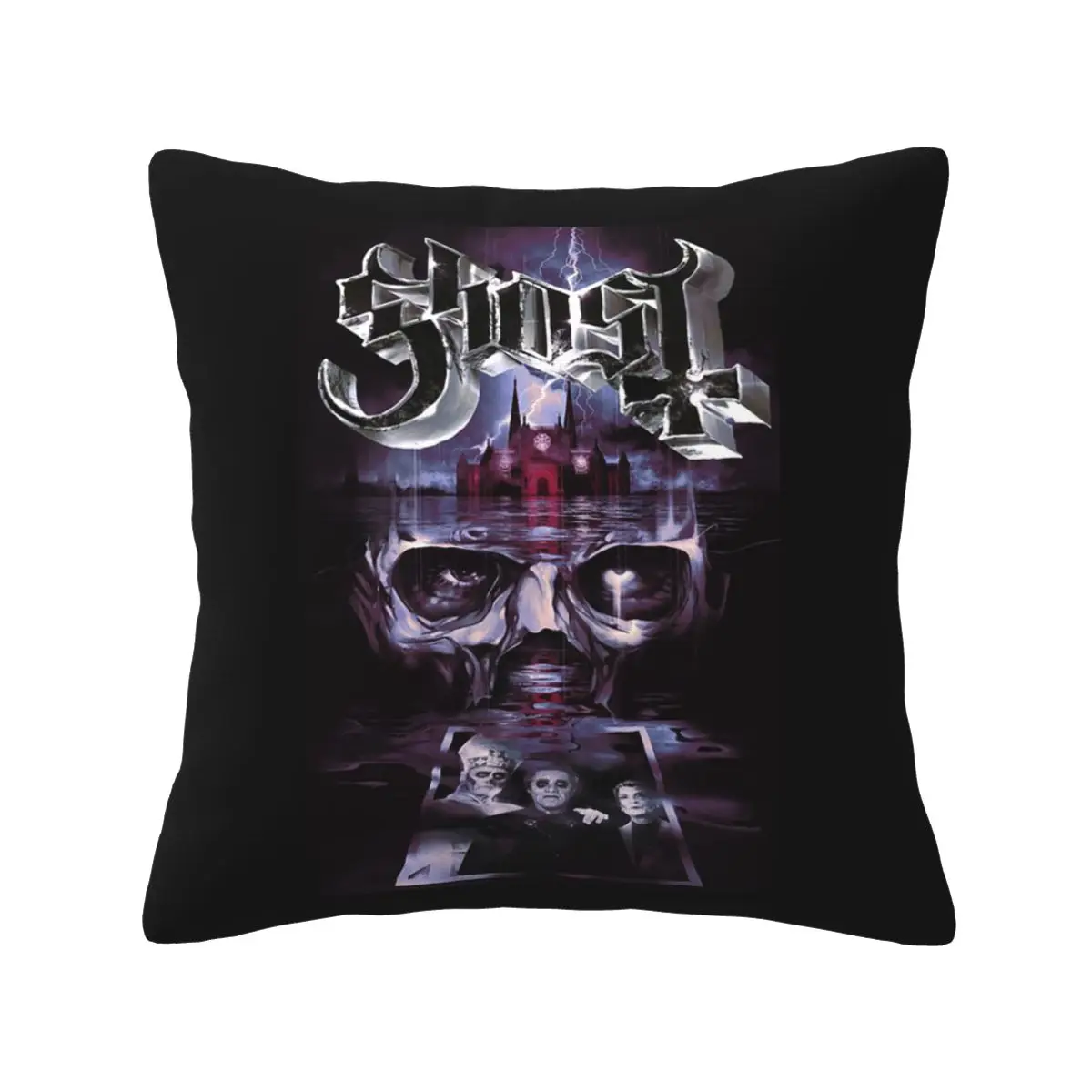 Skeleta Album Ghost Band Square Pillowcase Pillow Cover Cushion Zip Decorative Comfort Throw Pillow for Home Living Room