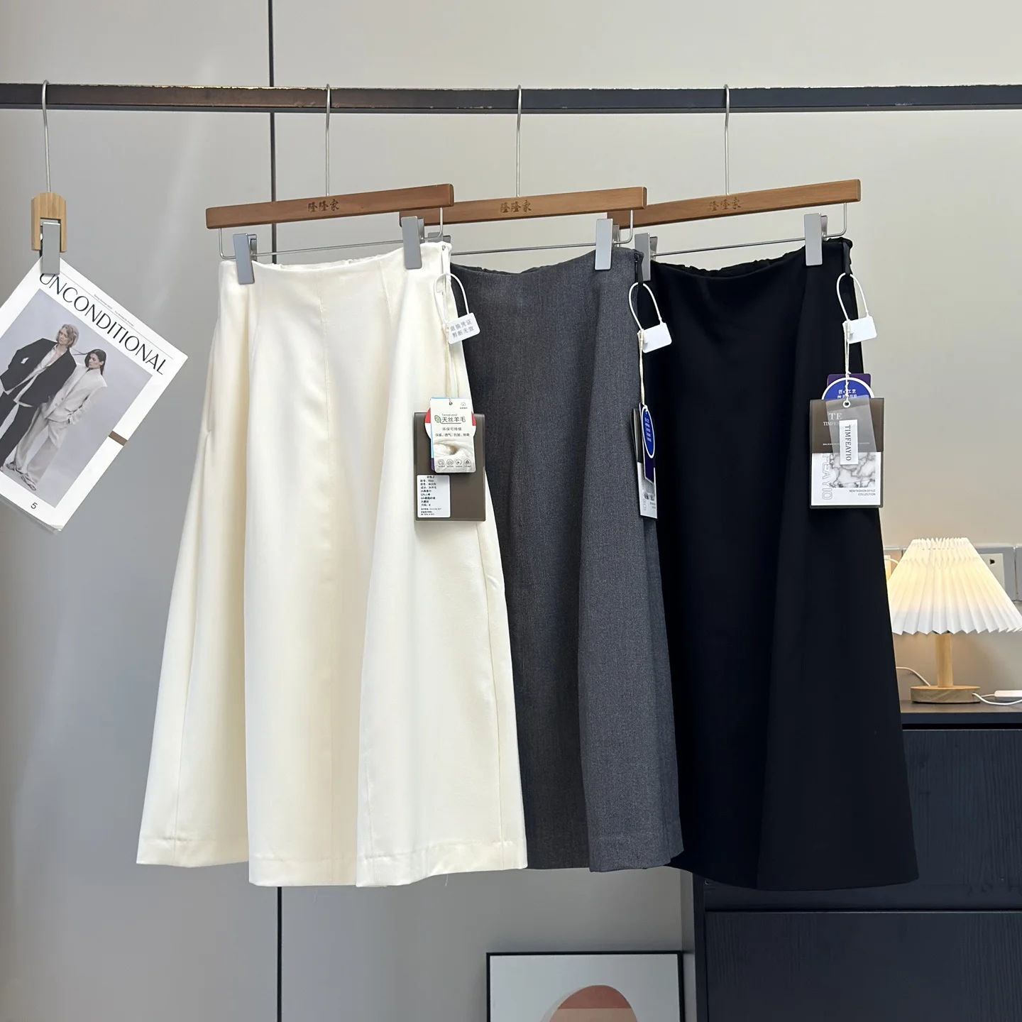 

Юбка трапециевидной формы с высокой талией, шерстяная смесь Fi Tail, коллекция ранней осени, женская юбка Faion Ci Commute Sle, французский дизайн