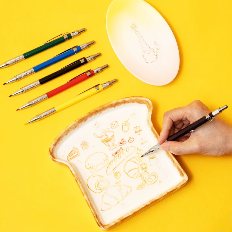 Mechanical Oil-based Underglaze Colored Pencils Refillable No-sharpen Ceramic Painting Pencils Pottery Tools Firing 1100℃-1260℃