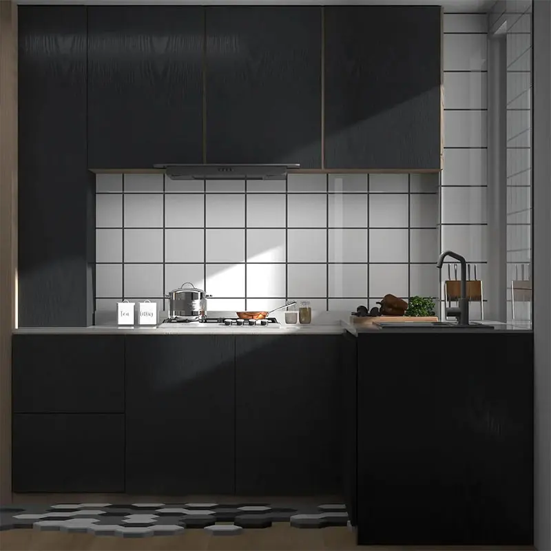 40cm Black Wood Grain Simple Waterproof Home Decoration Oil Resistant Kitchen Cabinet Kitchen Desktop Self-Adhesive Wallpaper