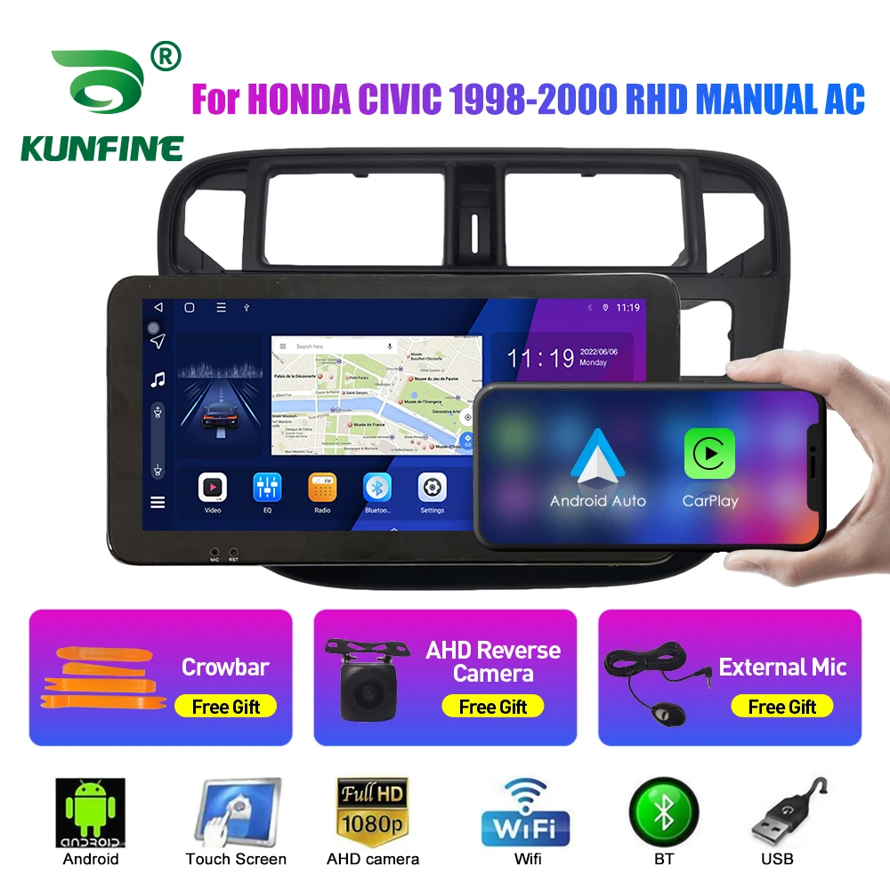 

10,33-дюймовый автомобильный радиоприемник для HONDA CIVIC 1998-2000 2Din Android, восьмиядерный автомобильный стерео DVD, GPS-навигатор, плеер, QLED-экран Carplay