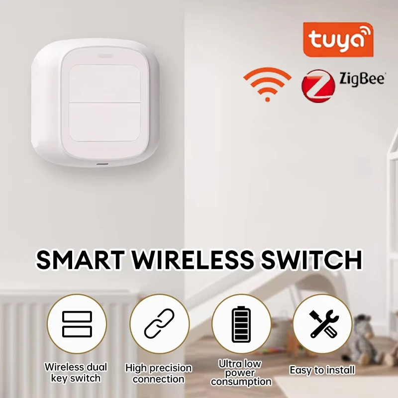 

Tuya ZigBee/WiFi умный переключатель сцен 2-бандовые беспроводные кнопочные переключатели для умного дома, контроллер переключателя автоматизации с питанием от батареи