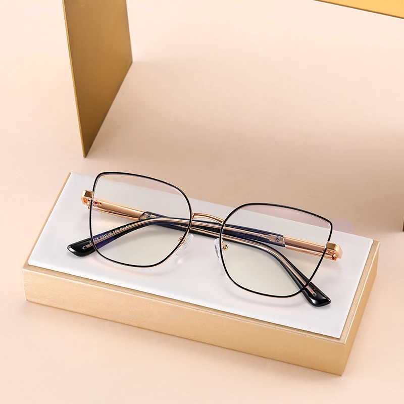 BEMORE Metal Reading Glasses Customizable Prescription Anti-Blue Light Metal Butterfly Presbyopic Eyeglasses Woman