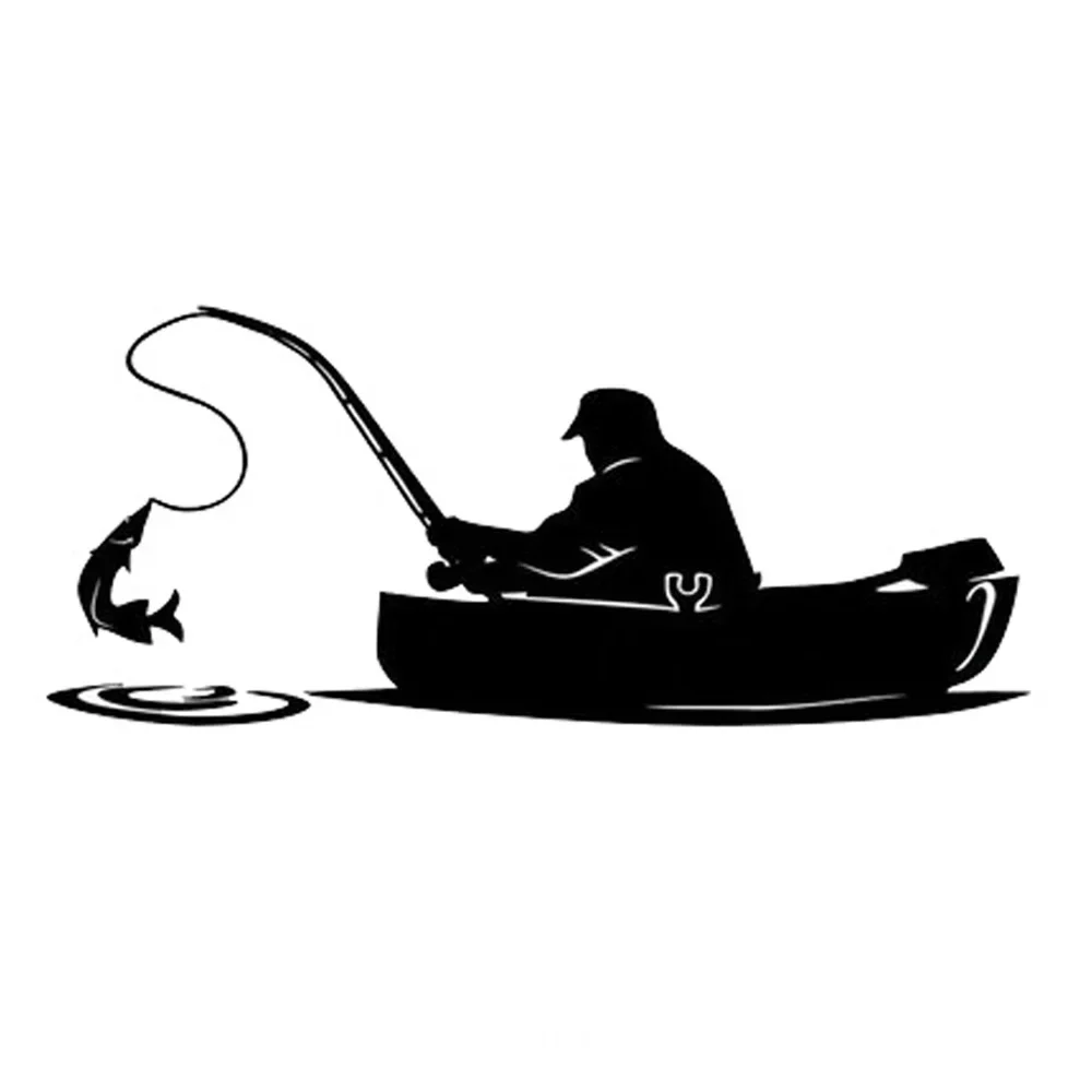 Fisherman Go Fishing on Board Auto Stickiers Waterproof Decals for Car Body Window Decorations Outdoor Vinyl,15cm*6cm