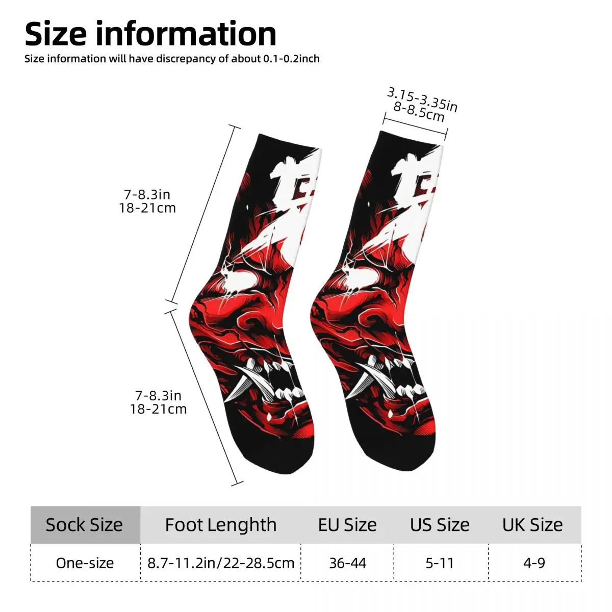 Crazy compression Hannya Demon Bloody Version_1 Sock for Men Harajuku Samurai Seamless Pattern Crew Sock Casual