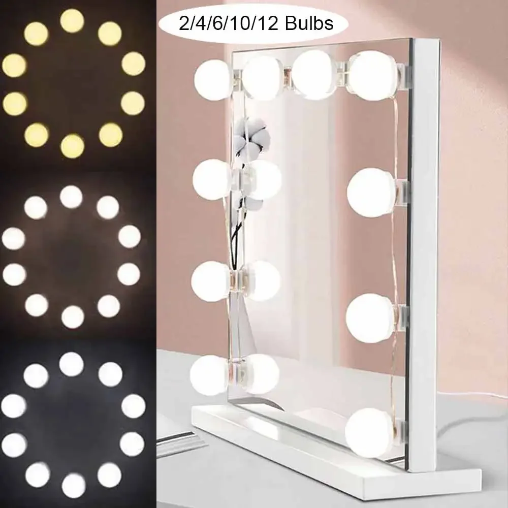 

LED Light Makeup Mirror Bulbs Vanity Lights USB 12V Bathroom Dressing Table Lighting Dimmable LED Vanity Light For Mirror Light