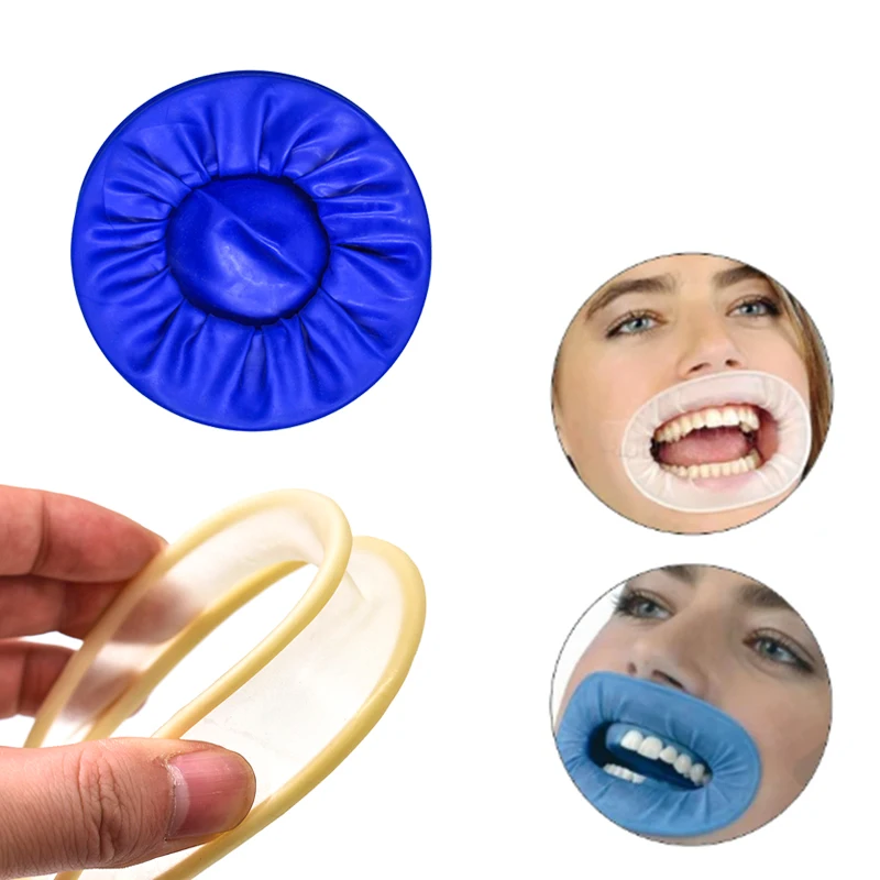 2 Pcs Dental Disposable Rubber Mouth Opener Oral Cheek Rubber Barrier Expanders Retractor White/Blue Dental Consumables