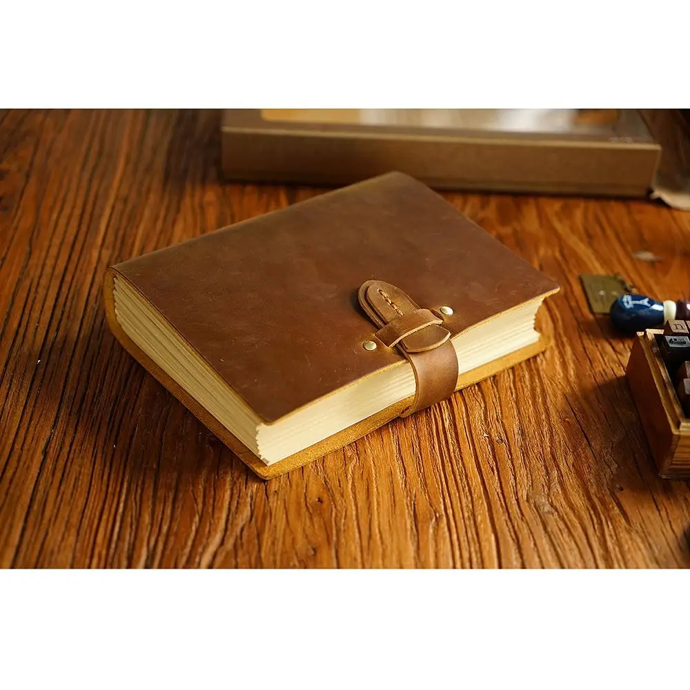Rustic Vintage Leather Bound Journal Genuine Leather Cover Blank Pages Travel Sketchbook Handmade Unlined Daily Notepad Student view 2