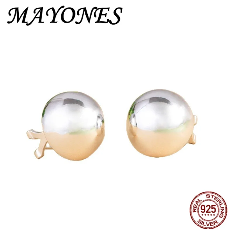 

Новая серебряная персонализированная модная глянцевая полусферическая пряжка для ушей S925 для женских модных серег